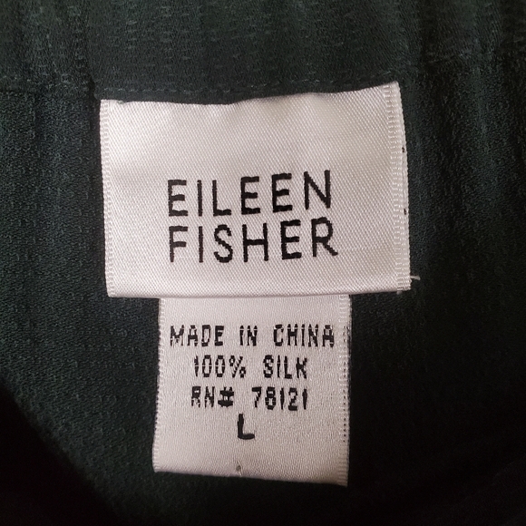 Eileen Fisher 100% Silk Georgette Crepe Straight Pant Women's Size Large Fir - Picture 8 of 12